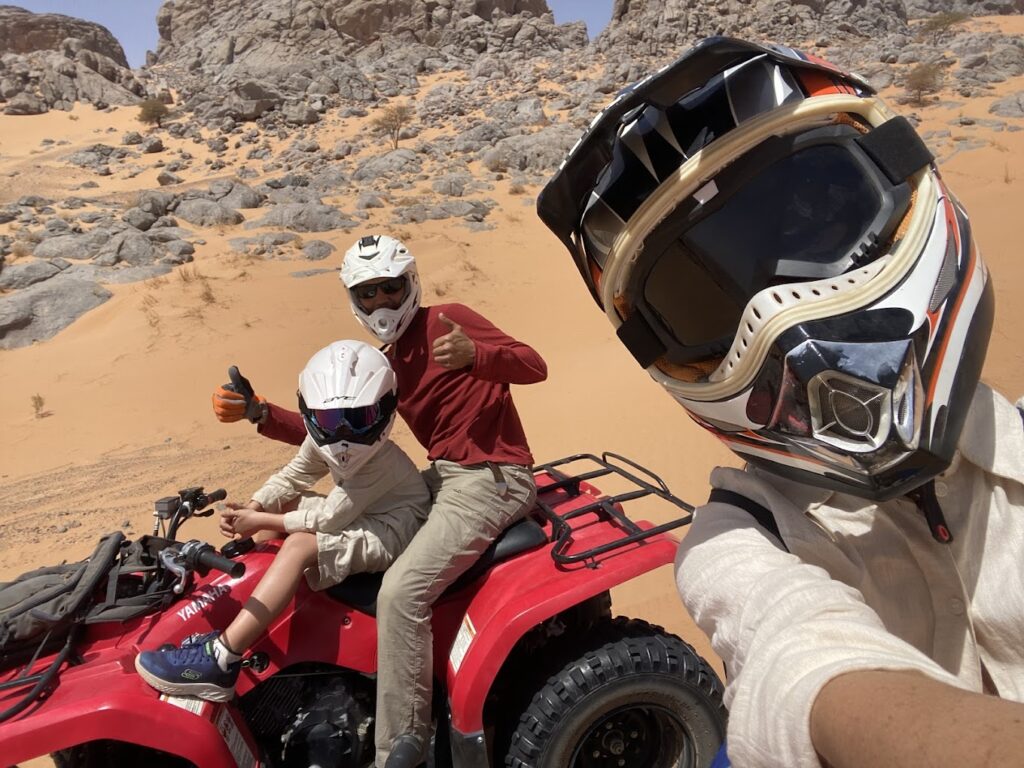 3 people on ATVs, vehicle rental in Morocco