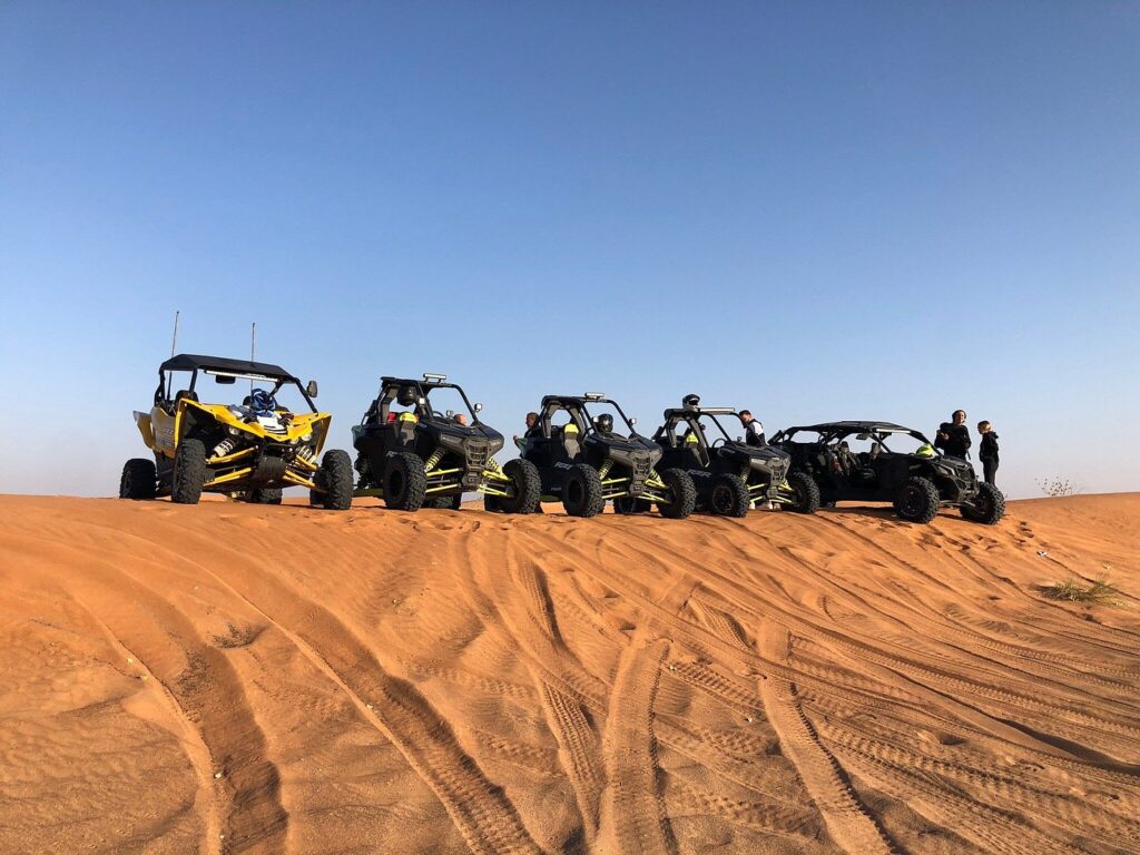 Group of buggies going on adventure in the desert